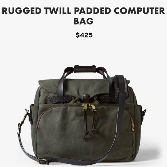 Filson Rugged Twill Padded Computer Bag - Green - Picture 6 of 7